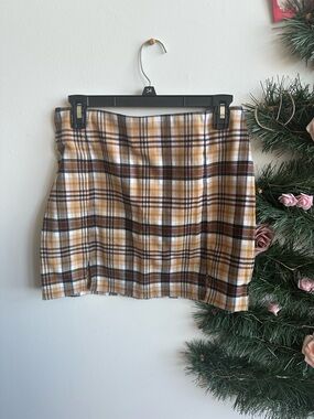 love on a hanger Plaid Mini Skirt in Mustard and Brown Tones